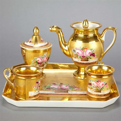 Lot 437 - Paris Gilt Decorated Porcelain Tete a Tete...