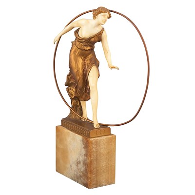 Lot 654 - Art Deco Cold Painted Bronze and Ivory Figure...