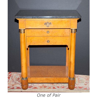 Lot 335 - Pair of Biedermeier Style Marble Top Burl-Wood...