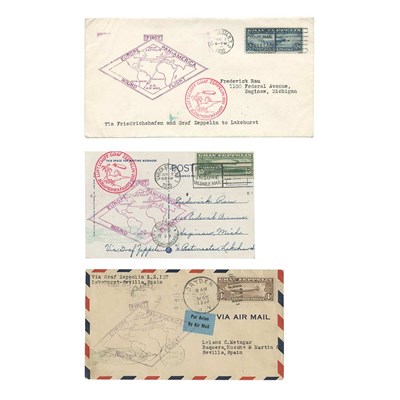 Lot 85 - Zeppelin Mail, United States Scott C 13-15...