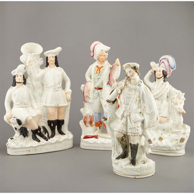 Lot 172 - Group of Three Staffordshire Pottery Figures...
