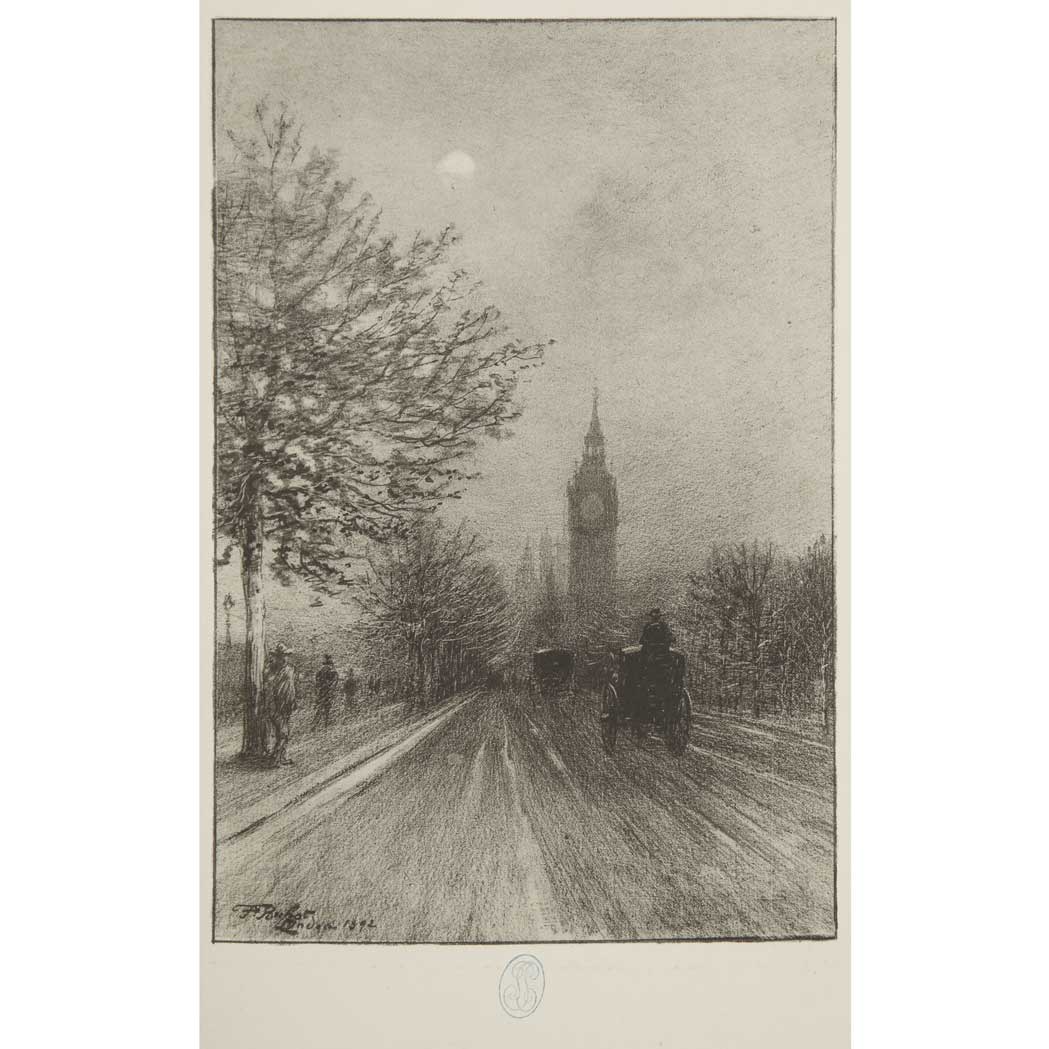 Lot 511 - Felix Buhot THE EMBANKMENT, WESTMINSTER (B./G....
