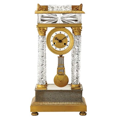 Lot 260 - French Gilt-Bronze and Cut Glass Mantel Clock...