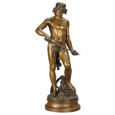 Lot 441 - Bronze Figure of a Male Warrior Titled In...