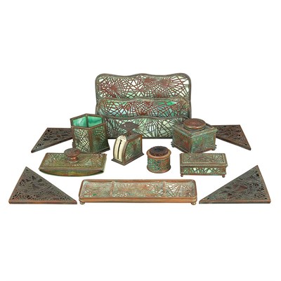 Lot 536 - Assembled Tiffany Studios Bronze and Favrile...