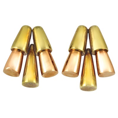 Lot 87 - Pair of Retro Yellow and Rose Gold Clips