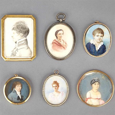 Lot 340 - Group of Six English Portrait Miniatures...