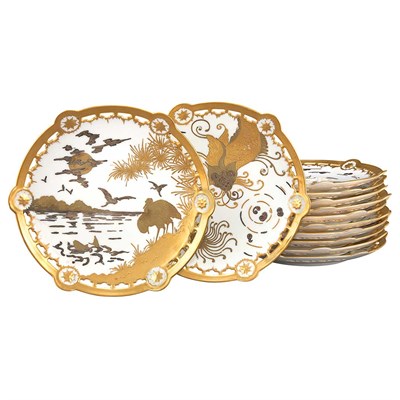 Lot 172 - Set of Twelve Unsigned Limoges Gilt and...