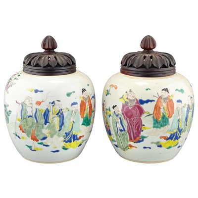 Lot 237 - Pair of Chinese Famille Rose Porcelain Covered...