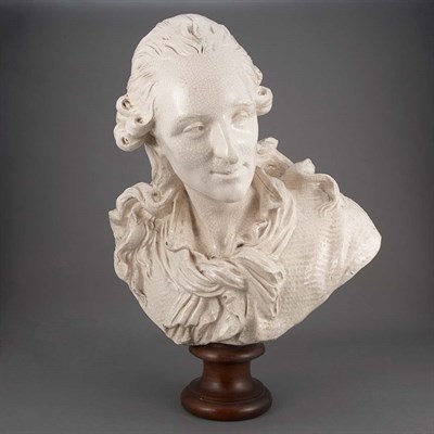 Lot 419 - Glazed Porcelain Bust of Houdon Height 20 1/2...