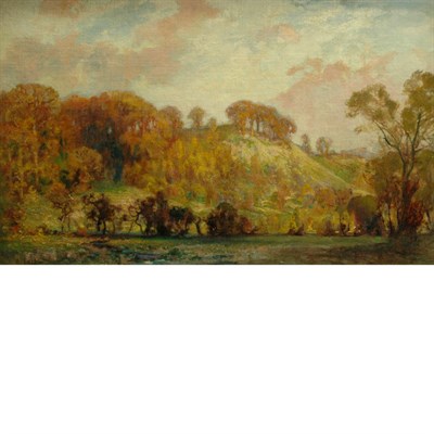 Lot 44 - Sir Alfred East English, 1849-1913 An Autumn...