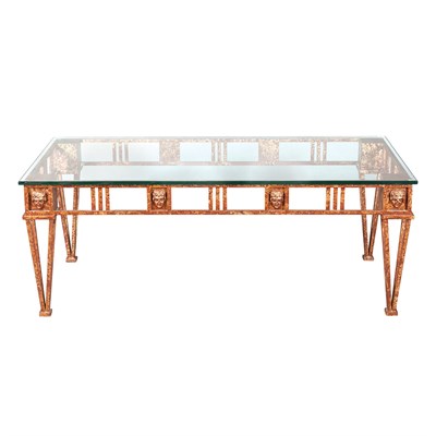 Lot 393 - Art Deco Style Glass Top Painted Metal Low...