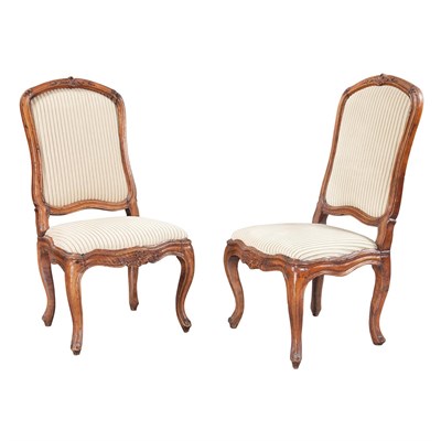 Lot 202 - Pair of Provincial Louis XV Walnut Chaises a...
