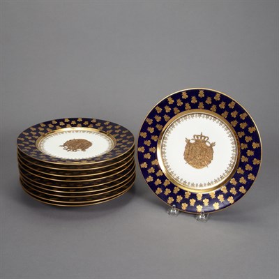 Lot 283 - Set of Ten Sevres Gilt Decorated Porcelain...