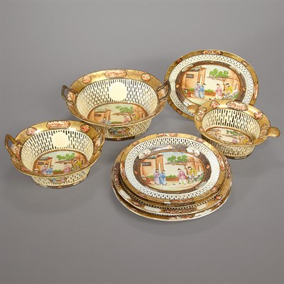 Lot 222 - Set of Three Chinese Export Porcelain Baskets...