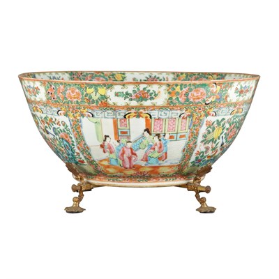 Lot 394 - Canton Rose Medallion Porcelain Punch Bowl...