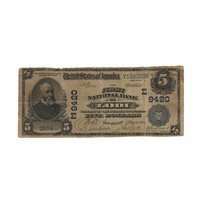 Lot 260 - U.S. Bank Note, $5 1902 National, Charter...