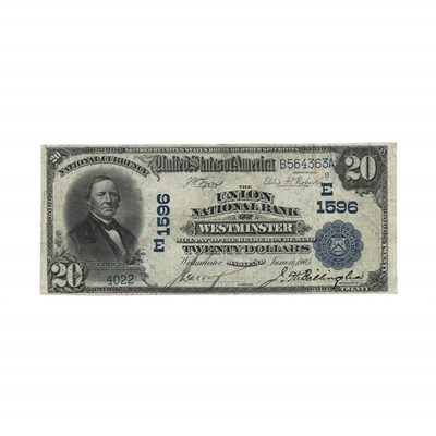 Lot 269 - U.S. Bank Note, $20 1902 National, Charter...