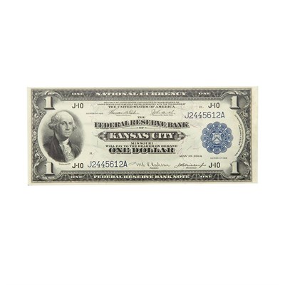 Lot 256 - U.S. Bank Note, $1 1918 Kansas City Federal...