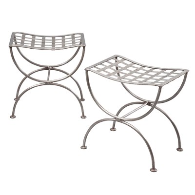 Lot 230 - Pair of Metal Curule Stools Height 19 inches,...