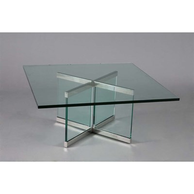 Lot 285 - Glass and Chrome Low Table Modern Height 16...