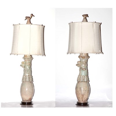 Lot 177 - Pair of Chinese Celadon Glazed Ceramic Jars...