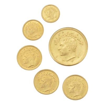 Lot 215 - Iran, Six Gold Coins, Shah Type Comprising 2...