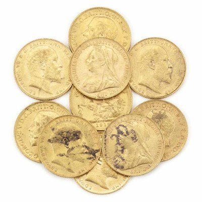 Lot 181 - Great Britain, Group of Sovereigns Lot of ten...