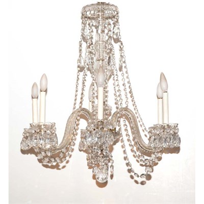 Lot 360 - George III Style Glass Six-Light Chandelier...