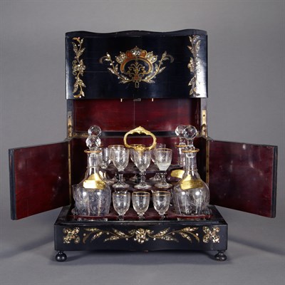 Lot 280 - Victorian Ebonized, Brass and Mother-of-Pearl...
