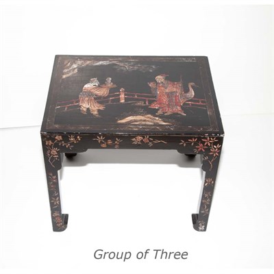 Lot 105 - Group of Three Chinese Lacquered Low Tables...