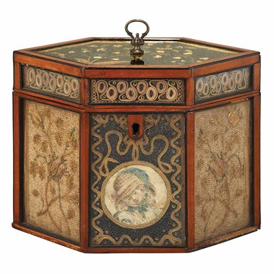 Lot 333 - George III Scrolled Paper and Satinwood Tea...