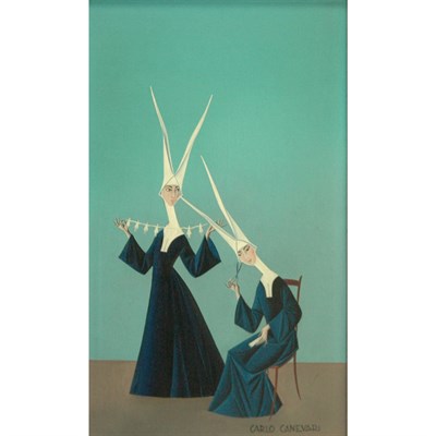 Lot 25 - Carlo Canevari Italian, 1922-1996 Nuns Playing...