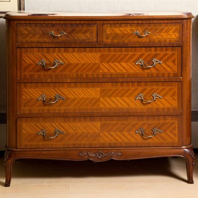 Lot 151 - French Marble Top Fruitwood Chest of Drawers...