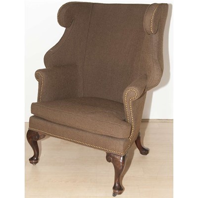 Lot 195 - George II Style Upholstered Wing Chair 19th...