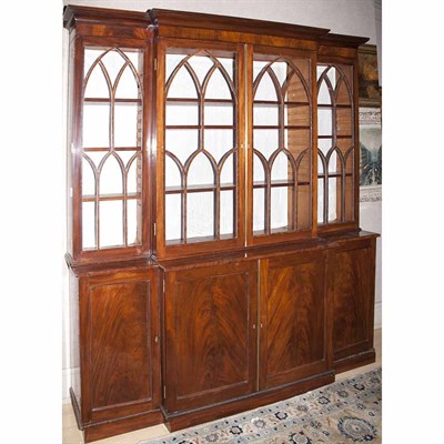 Lot 617 - George III Mahogany Breakfront Bookcase Height...