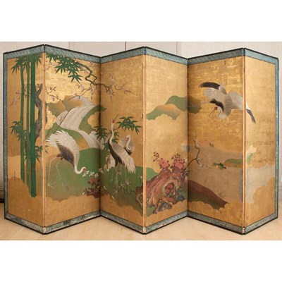 Lot 138A - Chinese Crane and Bamboo Decorated Paper...