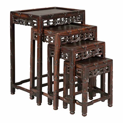 Lot 263 - Set of Four Chinese Hardwood Nesting Tables...