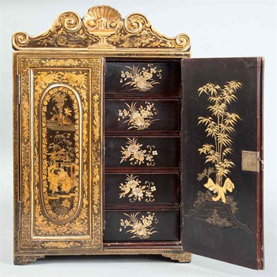 Lot 352 - Chinese Export Black Lacquered Table Cabinet...
