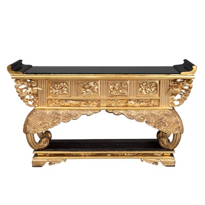 Lot 107 - Chinese Gilt and Black Lacquered Altar Table...