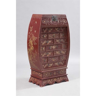 Lot 222 - Chinese Red Lacquered Chest Height 40 inches,...