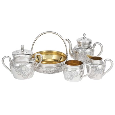 Lot 361 - Russian Silver Tea Service Nemirov-Kolodkin,...