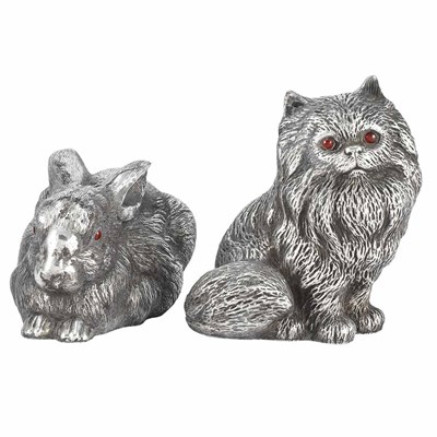 Lot 354 - Two Russian Silver Figures of a Cat and a...