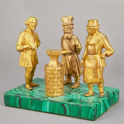 Lot 373 - Russian Gilt-Bronze Group of a Blacksmith and...