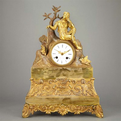 Lot 455 - Louis Philippe Gilt-Metal Figural Mantel Clock...
