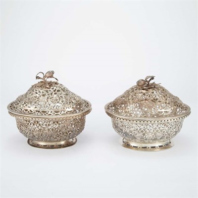 Lot 318 - Assembled Pair of George V Reticulated Silver...