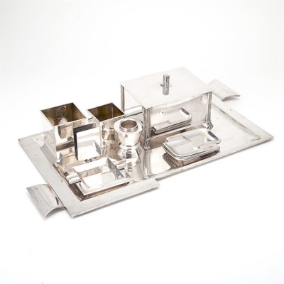 Lot 194 - Austro-Hungarian Art Deco Silver Smoking Set...