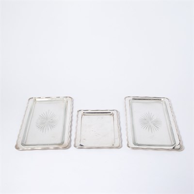 Lot 493 - Group of Three Continental Silver Trays Total...