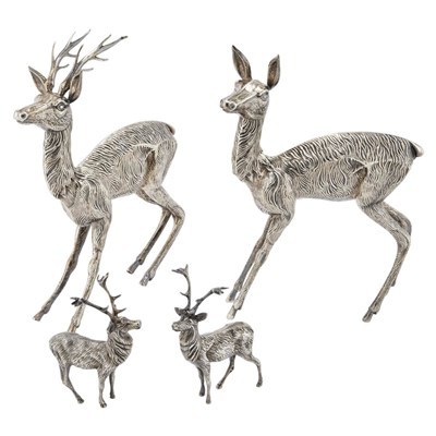 Lot 258 - Group of Four Spanish Silver Deer Total...