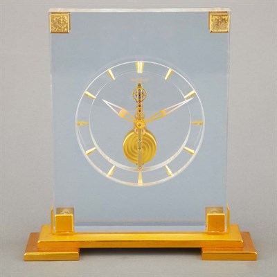 Lot 198 - Jaeger Le Coultre Gilt-Metal and Glass Mantel...